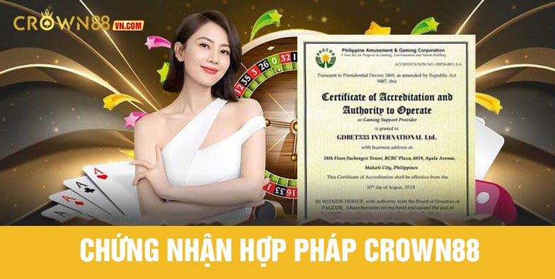 giấy phép hoạt động hợp pháp của Crown88